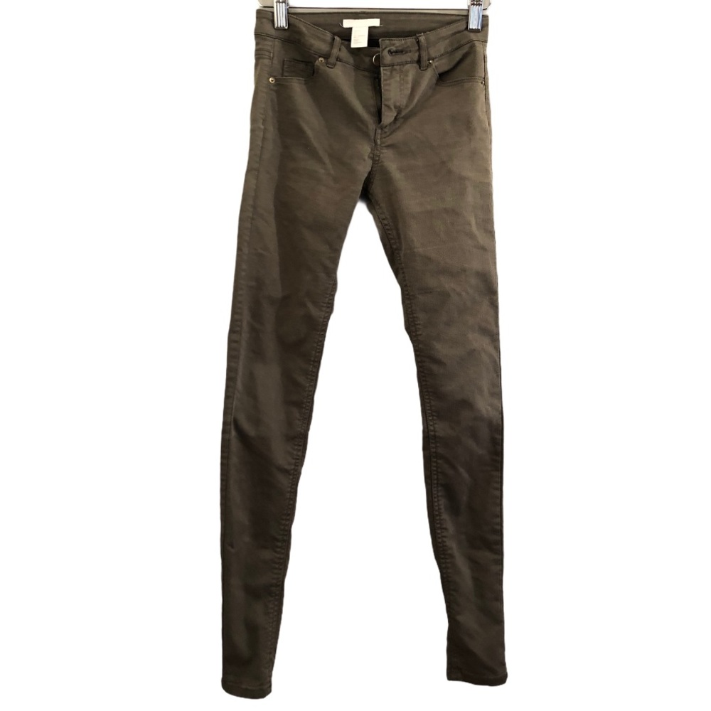 H&M super skinny mid rise olive green jeggings